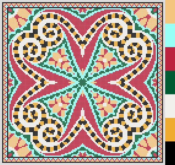 Geometrische quadratische Muster für Kreuzstich ukrainischen traditionellen — Stockvektor