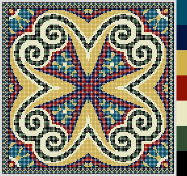 Geometrische vierkante patroon voor cross stitch Oekraïens traditionele — Stockvector