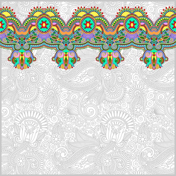 Fondo ornamental con cinta de flores, patrón de rayas, saludo — Vector de stock