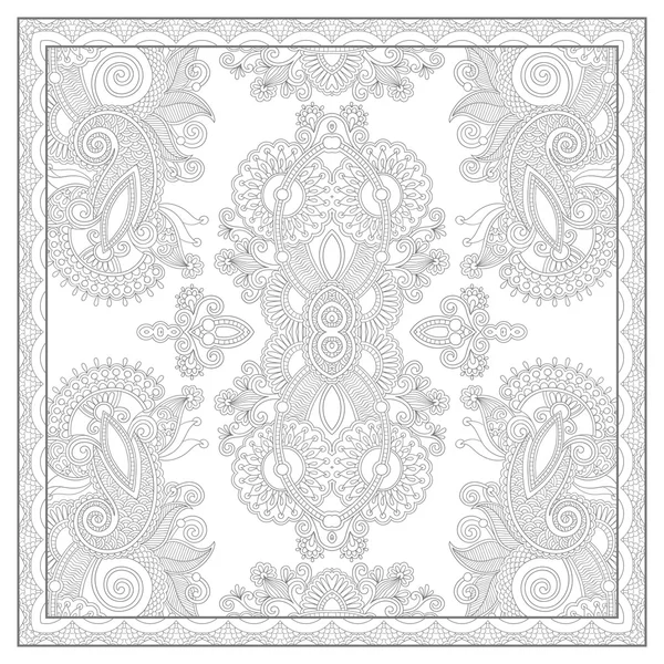 Coloring book square page for adults - ethnic floral carpet desi — Stock Vector