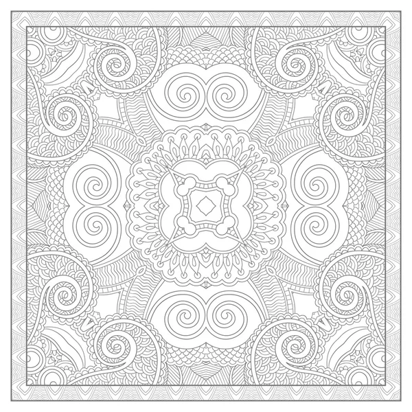 Coloring book square page for adults - ethnic floral carpet desi — Stock Vector