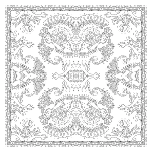 Vierkante fotoboekpagina kleuren voor volwassenen - etnische floral tapijt — Stockvector