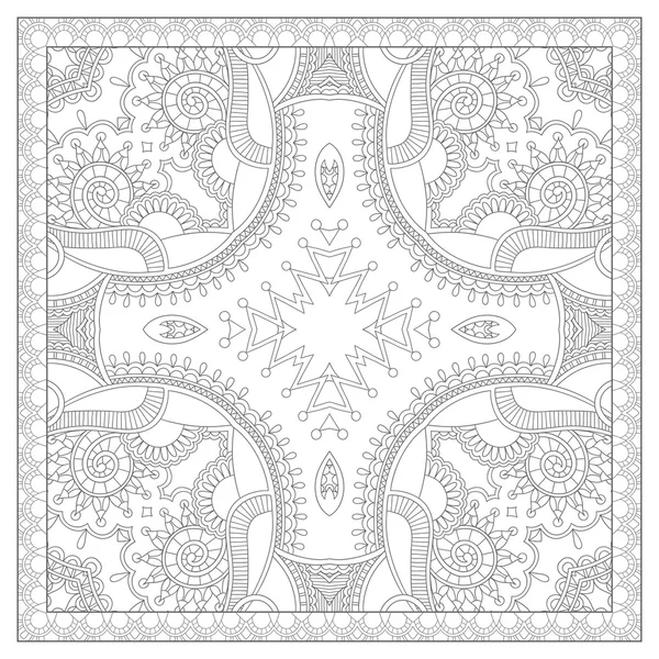 Coloring book square page for adults - ethnic floral carpet — Stock Vector