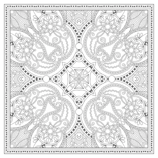 Livre à colorier page carrée pour adultes - tapis floral ethnique — Image vectorielle