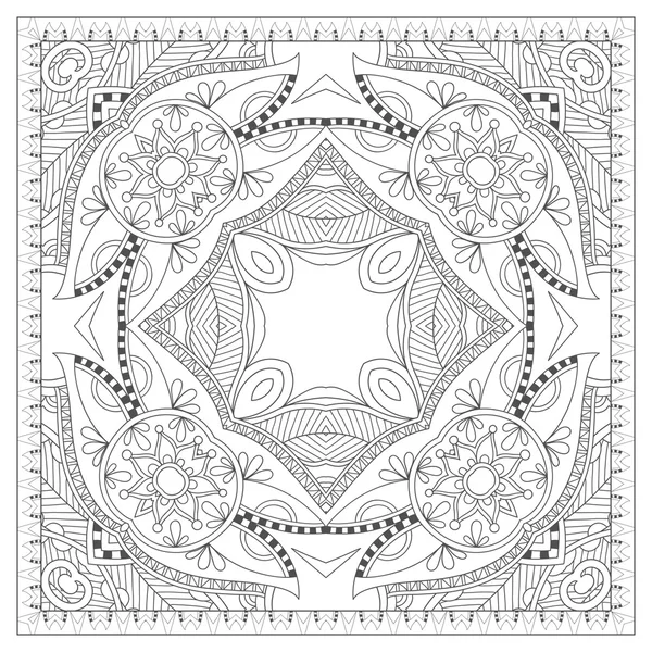 Розмальовка квадратна сторінка для дорослих - етнічний квітковий килим — стоковий вектор