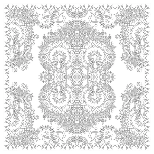 Coloring book square page for adults - ethnic floral carpet — Stock Vector