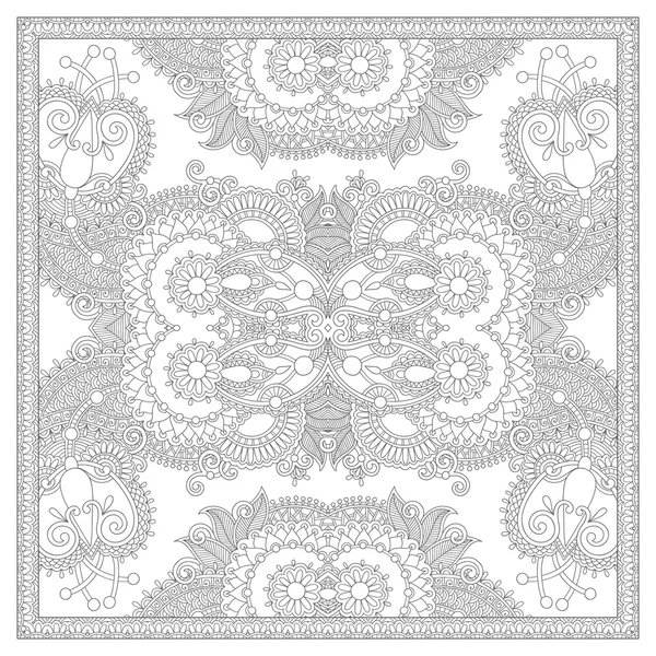 Coloring book square page for adults - ethnic floral carpet — Stock Vector