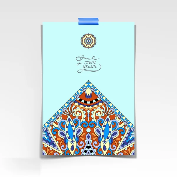 Διακοσμητικό φύλλο χαρτιού με ανατολίτικα floral σχέδιο — Διανυσματικό Αρχείο