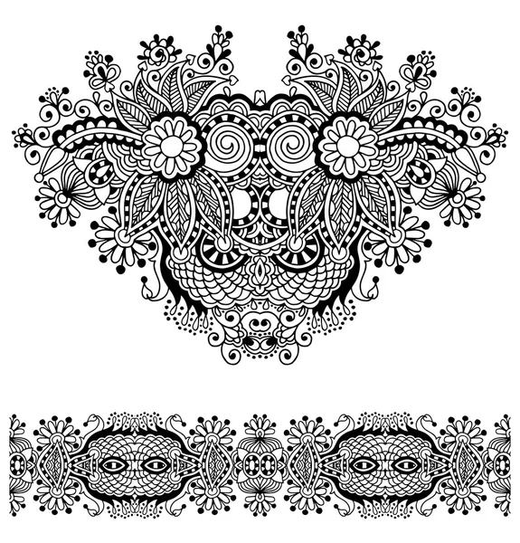 Вырез украшенный цветочный paisley вышивки дизайн моды — стоковый вектор