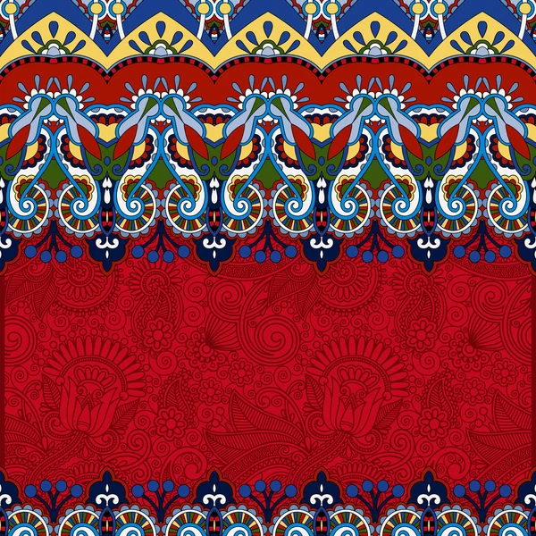 Roter ornamentaler floraler folkloristischer Hintergrund für Einladung — Stockvektor