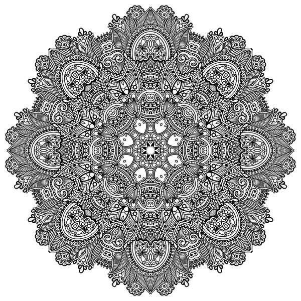 Mandala, cercle décoratif spirituel indien symbole de flux de lotus — Image vectorielle