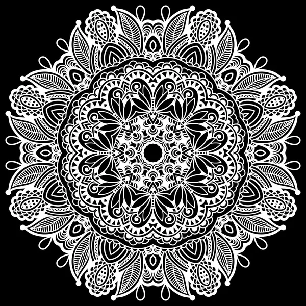 黑色和白色美丽的复古圆形图案蔓藤花纹 — 图库矢量图片