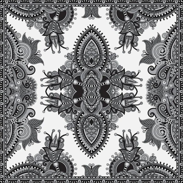 Grijze decoratieve bloemen paisley Bandana — Stockvector