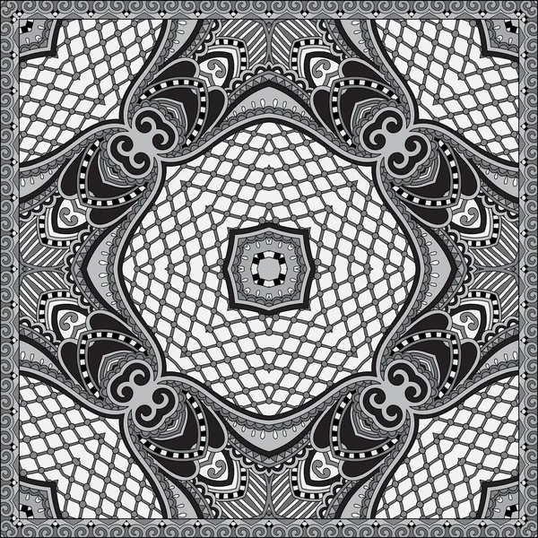 Gri ornamental floral paisley bandanna — Vector de stoc