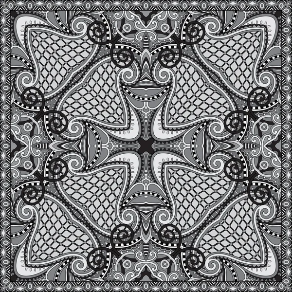 Gris ornamental floral paisley bandanna — Archivo Imágenes Vectoriales
