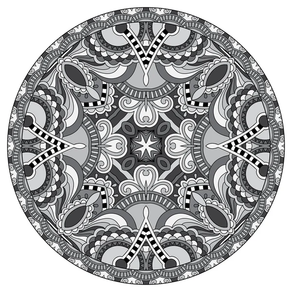 Cerchio ornamento in pizzo, rotondo grigio ornamentale Centrino geometrico patt — Vettoriale Stock