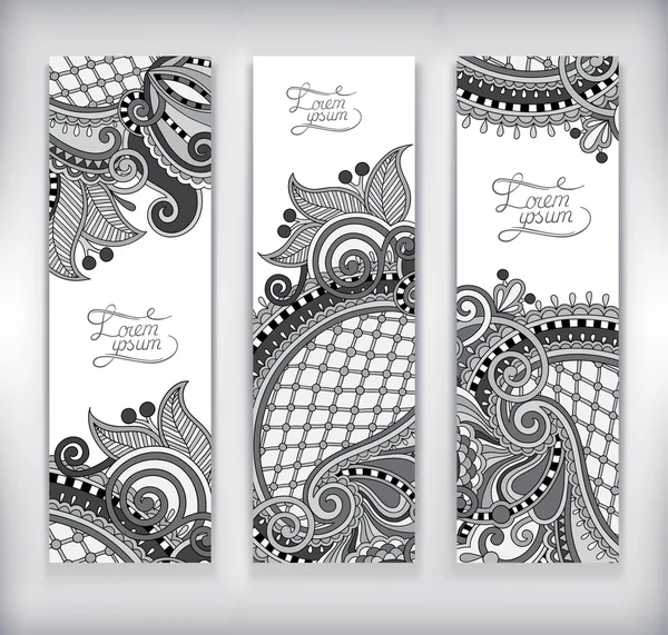 Set of grey decorative flower template banner — Stock Vector