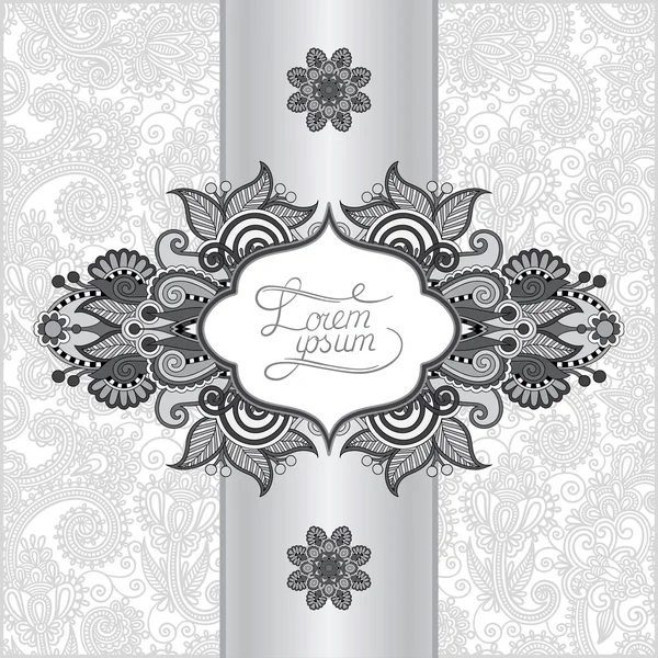 Grey floral ornamental template with place for your text — Stock Vector