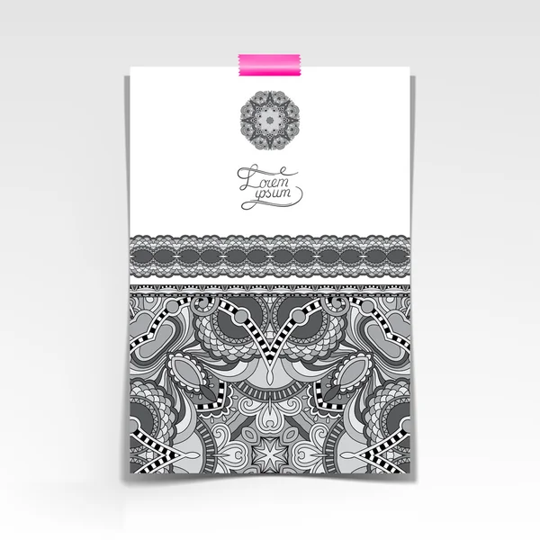 東洋の花のデザインと紙のグレーの装飾的なシート — ストックベクタ