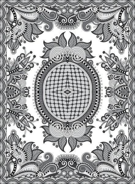 Grey ukrainian floral carpet design for print on canvas or paper — Stock Vector