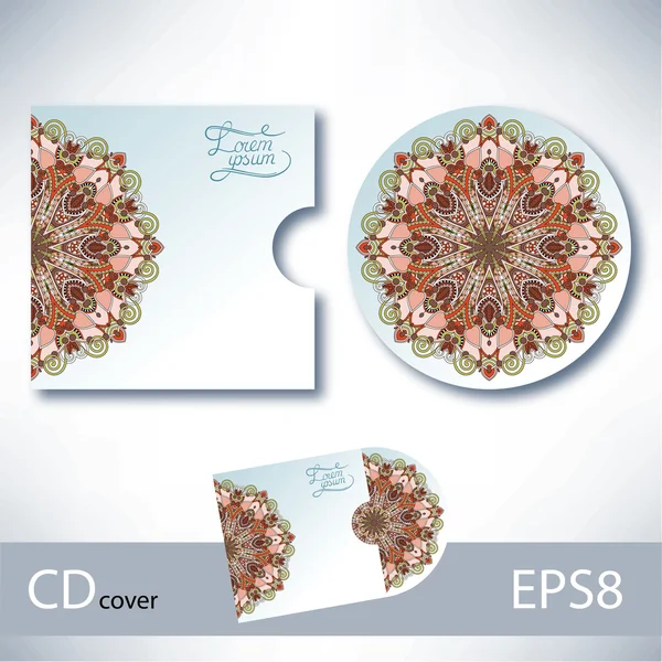 Modèle de conception de couverture de CD avec ornement de style ethnique ukrainien — Image vectorielle