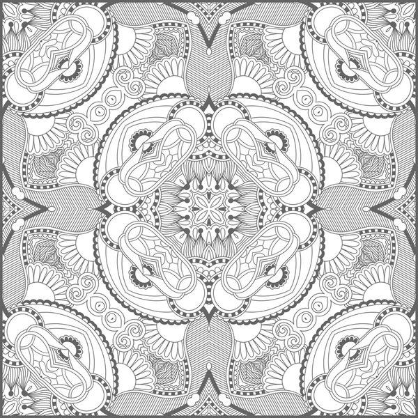 Livre de coloriage unique page carrée pour adultes - floral authentique c — Image vectorielle