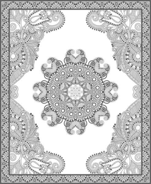 Livre de coloriage unique page carrée pour adultes - floral authentique c — Image vectorielle
