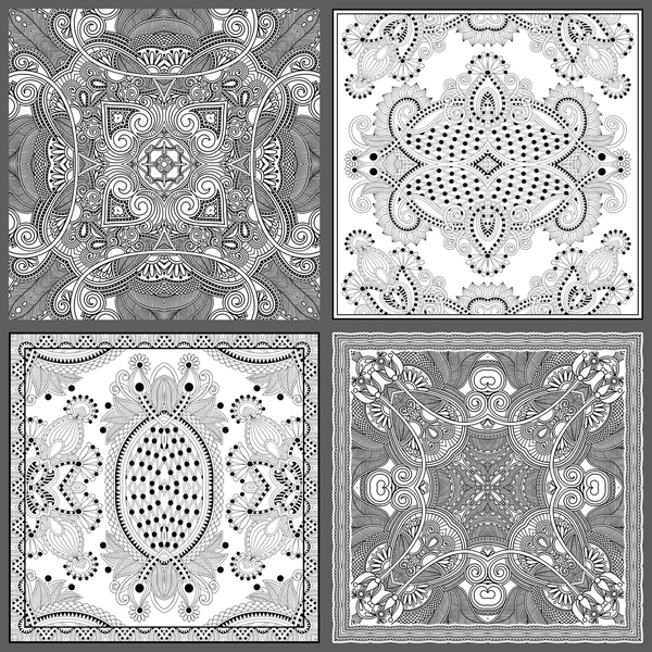 Livre de coloriage unique page carrée pour adultes - floral authentique c — Image vectorielle