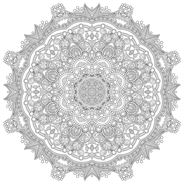 Kruhový krajkový ornament, kruhový ornamentální geometrický doily vzor — Stockový vektor