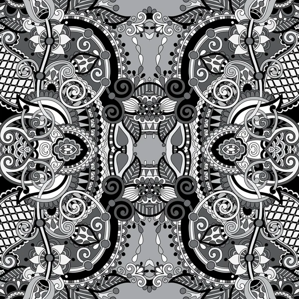 Motif géométrique floral sans couture authentique gris — Image vectorielle