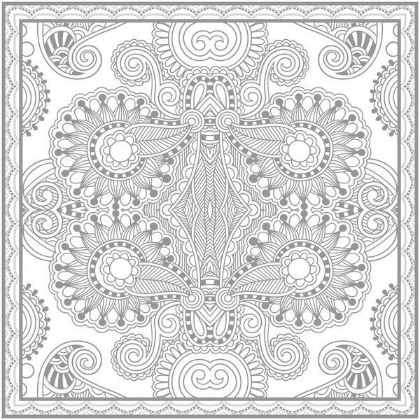 Unique coloring book square page for adults - floral authentic c — Stock Vector