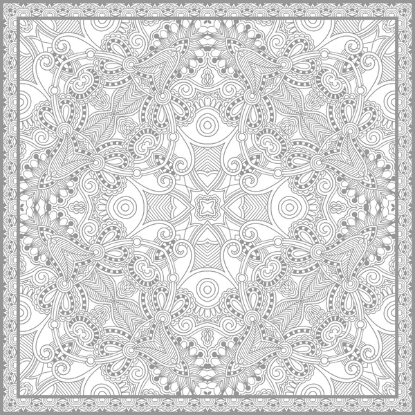 Livre de coloriage unique page carrée pour adultes - floral authentique c — Image vectorielle