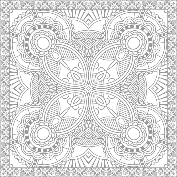 Unique coloring book square page for adults - floral authentic c — Stock Vector
