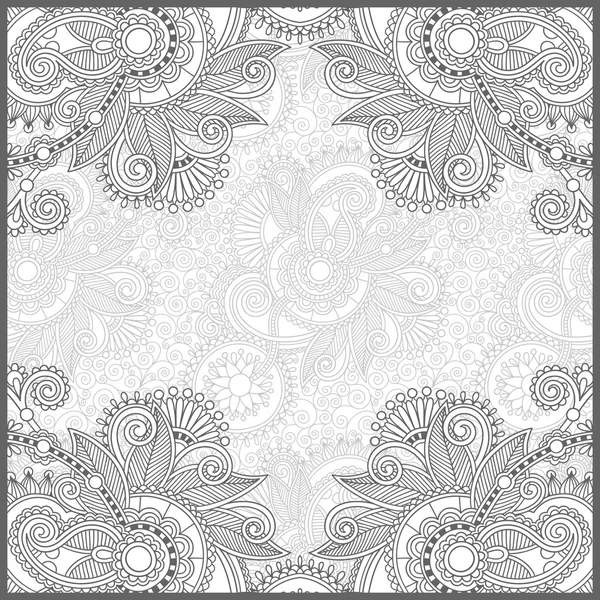 Livre de coloriage unique page carrée pour adultes - floral authentique c — Image vectorielle