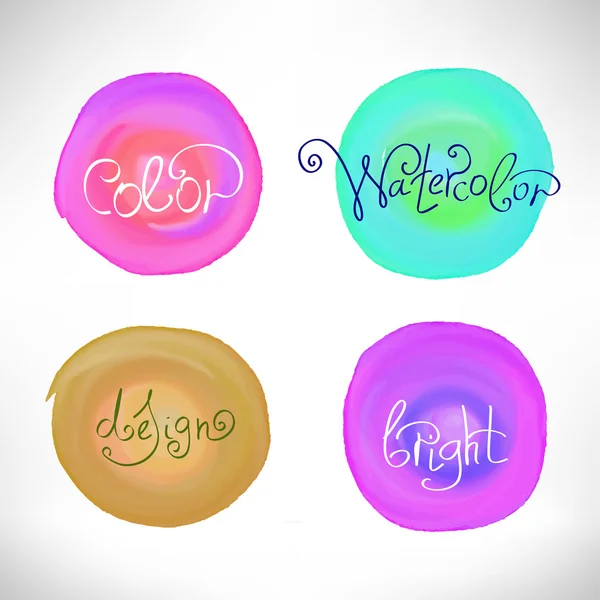 Circles abstract watercolor splash design elements — Stock Vector