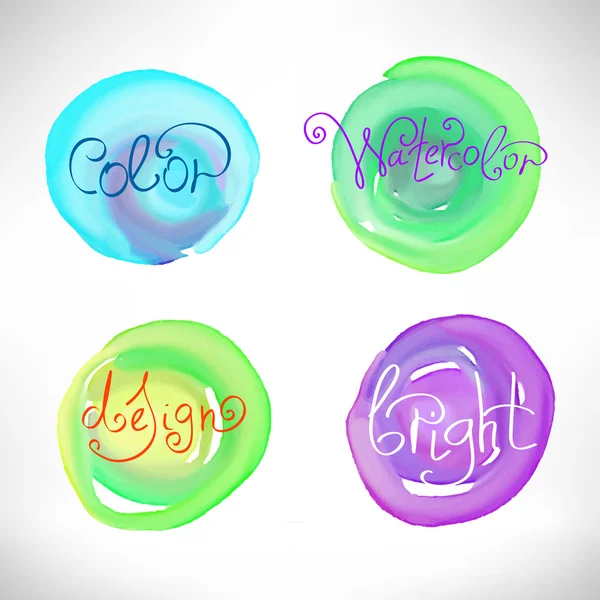 Circles abstract watercolor splash design elements — Stock Vector