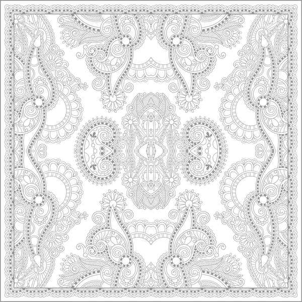 Livre de coloriage unique page carrée pour adultes - floral authentique c — Image vectorielle