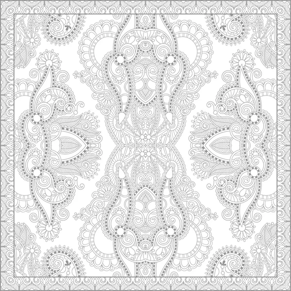 Livre de coloriage unique page carrée pour adultes - floral authentique c — Image vectorielle