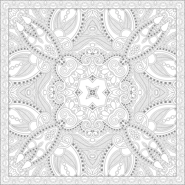 Livre de coloriage unique page carrée pour adultes - floral authentique c — Image vectorielle