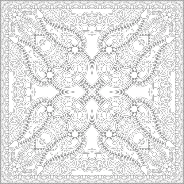 Livre de coloriage unique page carrée pour adultes - floral authentique c — Image vectorielle