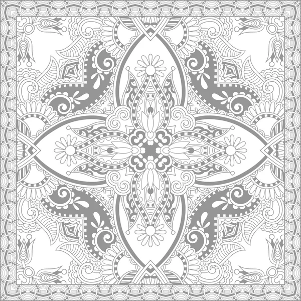 Livre de coloriage unique page carrée pour adultes - floral authentique c — Image vectorielle