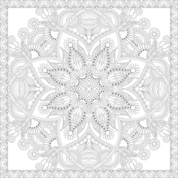 Livre de coloriage unique page carrée pour adultes - floral authentique c — Image vectorielle