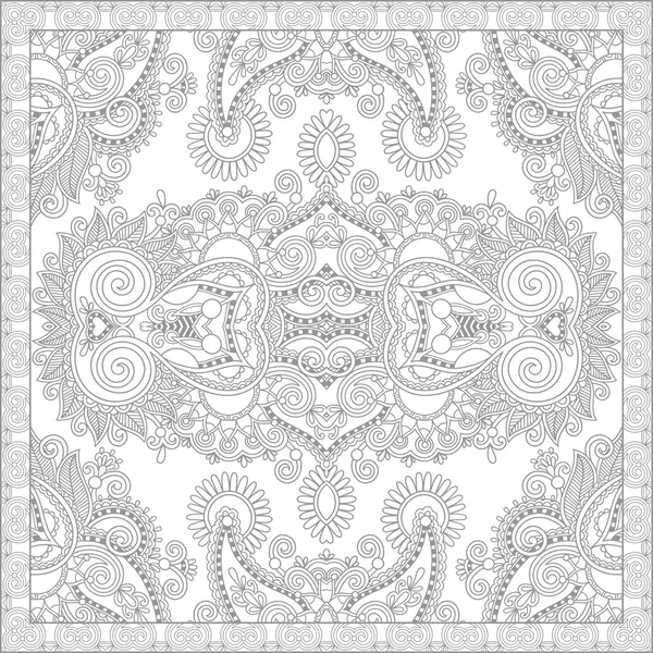 Livre de coloriage unique page carrée pour adultes - floral authentique c — Image vectorielle