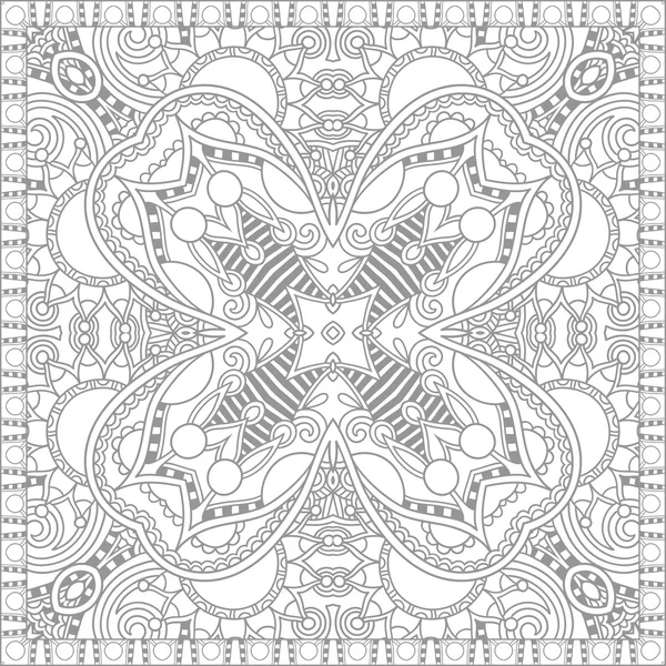 Unique coloring book square page for adults - floral authentic c — Stock Vector