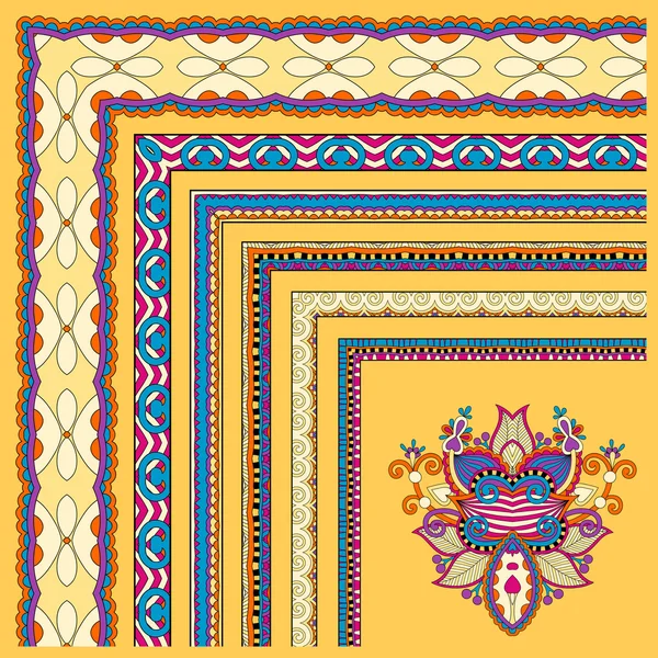 Diseño de marco vintage floral amarillo. Conjunto de vectores — Vector de stock