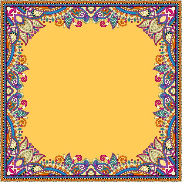 Yellow floral vintage frame, ukrainian ethnic style — Stock Vector