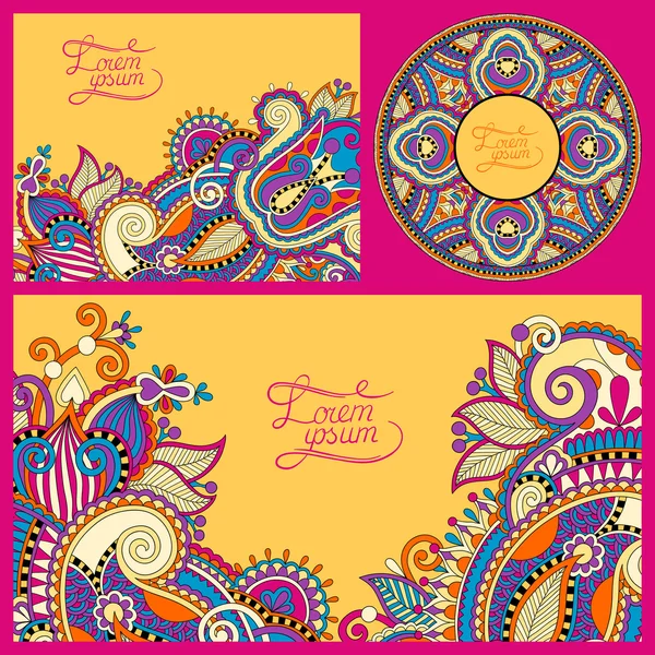 Set of floral yellow background, template frame design for card — Stock Vector