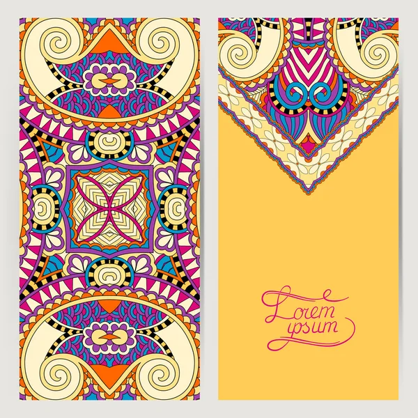 Gelbe dekorative Etikettenkarte für Vintage-Design, ethnisches Muster — Stockvektor