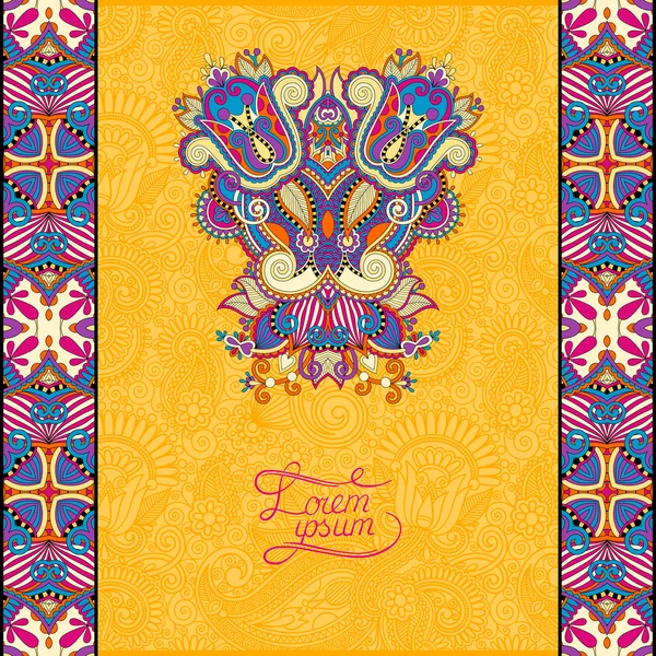 Invitation card with yellow ethnic background, royal ornamental — Wektor stockowy