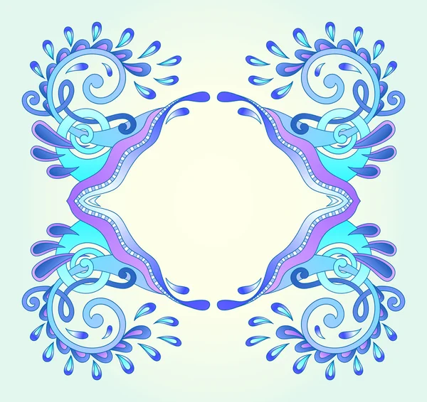 Decorative aquatic blue frame with wave — Stock Vector
